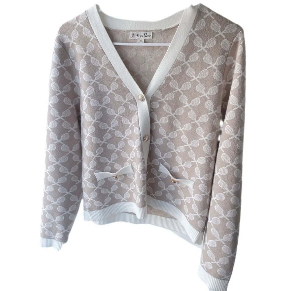 Tennis Pattern Cardigan Sweater - Picture 2 of 4